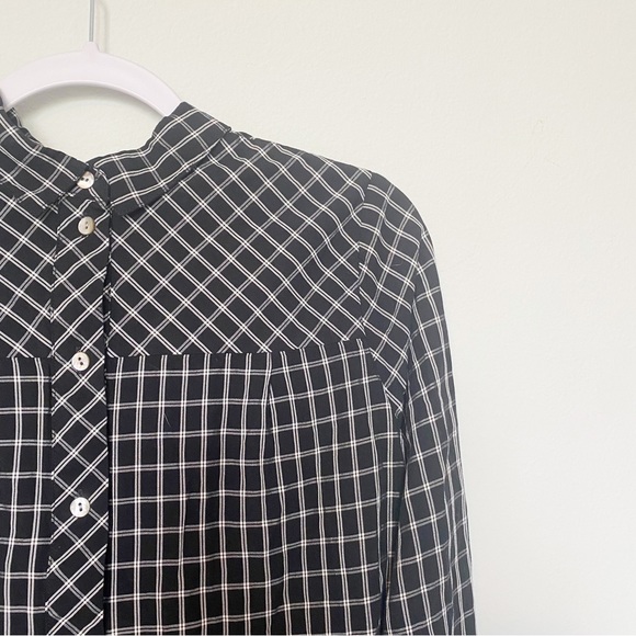 J. Jill Plaid Button Back Tunic Blouse Longline Windowpane Black/White Sz Small - Picture 6 of 9